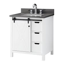 Our bathroom vanities, vanity tops and vanity cabinets come in a variety of finishes and styles. Barn Door 30 Vanity Dolphin Home Decor