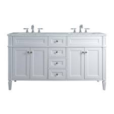 The cabinet is made with 100% solid wood and plywood only! Stufurhome Anastasia French 60 In White Double Sink Bathroom Vanity With Marble Vanity Top And White Basin Hd 1524w 60 Cr The Home Depot