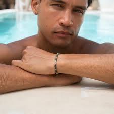 Men's Beaded Bracelet • Bracelet With Turquoise and Silver Beads • Summer  Jewelry • Surfer Bracelet for Men • Gift for Him