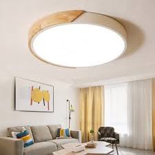 Modern Minimalist Led Drum Shaped Wood Metal Acrylic Flush Mount Ceiling Light Ceiling Lights Living Room Bedroom Ceiling Light Living Room Ceiling