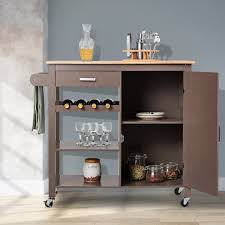 Find the perfect home furnishings at hayneedle, where you can buy online while you explore our room designs and curated looks for tips, ideas & inspiration to help you along the way. Costway Kitchen Island Trolley Cart Wood Top Storage Cabinet W Wine Rack Shelf Brown Kitchen Islands Trolleys Aliexpress