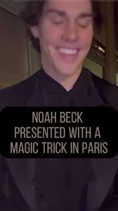 Noah Beck takes part in a card trick in paris. #noahbeck #balmain #paris  #cardtrick #kinderbueno