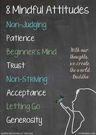 8 Mindful Attitudes Non Judging Patience Beginner S Mind Trust Non Striving Acceptance Letting Go Gene Mindfulness Mindfulness Meditation Mindfullness