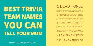 Bambi turner forget about scoring points on the field; Funny Trivia Team Names To Make A Statement And Set The Tone