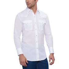 Ely Cattleman Mens Long Sleeve Solid Western Shirt White