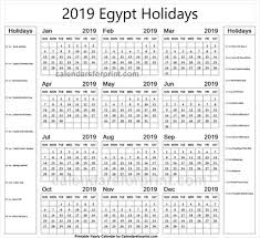 2019 Public Holidays Egypt
