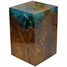 Fractal Resin And Teak Side Table By Unknown Designer For Unknown Manufacturer 32236 Black Wall Clock Teak Side Table Side Table