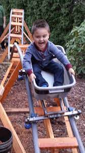 My Nephew Keaton Is The First To Ride My Latest Backyard Roller Coaster The Little Rocket Backyard For Kids Outdoor Fun For Kids Kids Garden Play Area