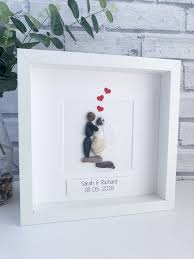 Wedding Framed Pebble Art Wedding Pebble Picture Etsy Pebble Art Handmade Wedding Gifts Pebble Pictures