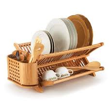 View A Larger Image Of Bamboo Eco Dish Rack With 20 8520 Utensil Holder Bamboo Dishes Wooden Kitchen Utensils Gadgets Kitchen Cooking