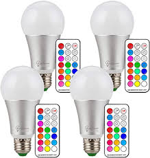 Rgb Led Bulbs With Remote Controller Lumenbasic Rgbw Color Change Light Bulbs 10 Watts Dimmable E26 120 Color Led Bulb Amazon Com