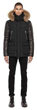 Mackage Gavin Black Winter Down Coat For Men With Leather Sleeves And Fur Hood Www Mackage Com Designer Leather Jackets Winter Jackets Women Leather Jacket