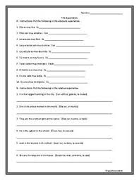 Students Are Prompted To Translate 6 Sentences In The Relative Superlative From English To Spanish Also There Are 10 Sen 10 Sentences Superlatives Adjectives