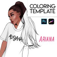 Search through 52518 colorings, dot to dots, tutorials and silhouettes. Ariana Digital Coloring Template Alicja Prints Procreate Or Photoshop