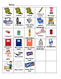 student centered chart for collecting student school supplies