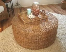 Sharp coffee table corner + small baby head = something a mother does not want to think about. This Beautiful 36 Round Seagrass Coffee Table Is Hand Woven In A Large Chucky Knit Weave Beachy Coffee Table Coffee Table Round Coffee Table