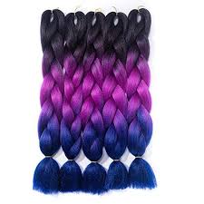 24inch braid hair ombre colorcolor avaiable: Ombre Braiding Hair Kanekalon Synthetic Braiding Hair Extensions Black Purple Blue Jumbo Braids 24inch 5pcs Lot
