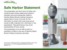 The company is a designer, marketer, and distributor of branded small electric household and specialty housewares appliances. Hamilton Beach Brands Holding Company Hbb Presents At Midwest Ideas Investor Conference Slideshow Nyse Hbb Seeking Alpha