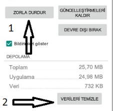 Google play store'u bulun uygulamayı durdurmak için durmaya zorlayı seçin Google Play Hizmetleri Durduruldu Hatasi Veriyor