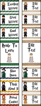Harry Potter Behavior Chart Classic Colors Editable