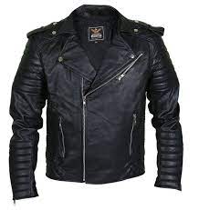 Men Black Brando Motorcycle Leather Jacket With Shoulder Epaulets And Padded Sleeves Leather Jacket Men Leather Motorcycle Jacket Leather Jacket Black