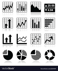 Stock Market Analysis Chart And Graph Icons Set