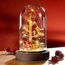 led glasdeko quot 4 jahreszeiten quot glashaube mit filigraner holzdeko led beleuchtung jahresdekoration sommer led beleuchtung beleuchtung dekoration