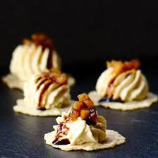 Appetizer Of Foie Gras Mousse With Caramelized Apple Gluten Free In Galician Finger Food Appetizers Mousse Recipes Vegan Appetizers