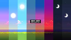 Update New Version Of The 8bit Day Wallpaper Set Pixel Wallpaper Changes Based On Time Of Day Album On Imgur 8 Bit Pixel Art Landscape Pixel Art