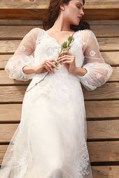 Dantel Islemeli A Kesim Kuyruklu Balon Kol Gelinlik Oleg Cassini Gelinlik Dantel Uzun Kollu