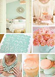 Pin By Krista Hooper On Color Combos Mint Color Palettes Peach Bedroom Mint Wedding
