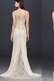 Galina Signature Beaded Illusion And Crepe Sheath Size 2 Used Wedding Dress Back View On Model Classic Wedding Gowns Wedding Gowns Lace Classic Wedding Dress