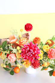 Citrus Summer Wedding Floral Arrangement Summer Wedding Floral Floral Wedding Decorations Beautiful Wedding Flowers