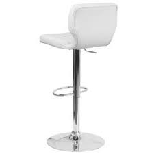Flash Furniture Adjustable Height White Cushioned Bar Stool Ch132330wh The Home Depot Flash Furniture Bar Stools White Cushions