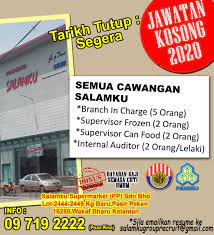Pelbagai kerja kosong swasta, part time, freelance, full time & internship 2020/2021 terkini. Jmc Kota Bharu Jawatan Kosong Di Salamku Supermarket Pp Sdn Bhd