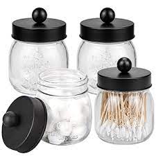 Cheap storage bottles & jars, buy quality home & garden directly from china suppliers:two colors marble grain sealed size:as photos. Amazon Com Suwimut 4 Pack Bathroom Organizer Apothecary Jars Glass Canisters Mason Jar With Lid For Storage Cotton Swabs Bath Salts Makeup Sponges Qtip Home Kitchen