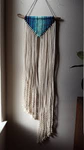 Blue Modern Macrame Wall Hanging On Pacific Coast Driftwood Oceania Tenture Murale En Macrame Tenture Tenture Murale