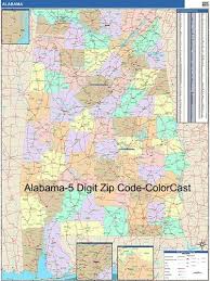 Alabama Zip Code Map Laminated With Wooden Rails