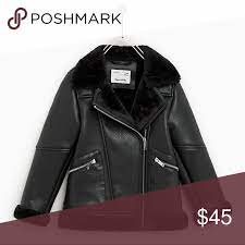 New Zara Kids Leather Biker Fur Jacket Fur Jacket Zara Kids Jackets