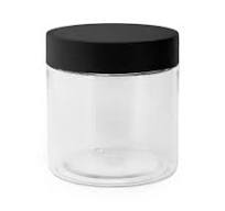 8 oz. Clear Single Wall PET Jar with Matte Black Lid 12 pc Case