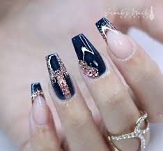 Rose gold nail designs wedding. Navy And Rose Gold Gel Nails Novocom Top