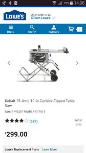 This table saw have a few noteworthy features that makes it a recommendable contractor table saw. Kobalt 15 Amp 10 In Carbide Tipped Table Saw Model Kt1015 For Sale In Killeen Tx Offerup