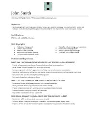 sample direct care worker resume