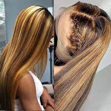 P4 27 Color Straight Hair Wig 13x4 Highlight Wig Ombre Brown Honey Blonde Lace Front Wigs In 2021 Brown Hair With Blonde Highlights Human Hair Lace Wigs Remy Human Hair Wigs