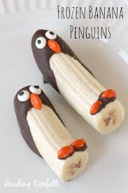 Sledding Penguins Frozen Banana Snack Reading Confetti Banana Snacks Fun Kids Food Food