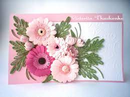 Quilling Greeting Card With Gerberas Flowers Quilling Designs Quilling Patterns Quilling Cards