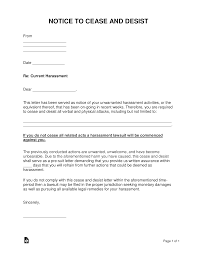 The harassment is a subtle issue and you may end up losing your job. Free Harassment Cease And Desist Letter Template Word Pdf Eforms
