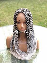 Braided Wig Two Tone Wig Salt Pepper Mix The Length In The Etsy Braids Wig Wigs Twist Braid Hairstyles