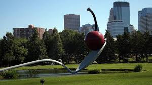 The piece was completed and installed in 1988 for the sculpture garden's opening and consists of a large cherry resting atop a large spoon partially straddling. The Cherry Takes A Trip Mpr News