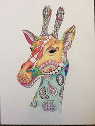 Zentangle Giraffe Giraffe Art African Art Colored Giraffe Etsy Giraffe Art Giraffe Colors African Drawings